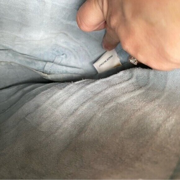 Mansur Gavriel Mini Bucket Bag Gator Blue Alligator Print Drawstring Crossbody - Picture 6 of 9